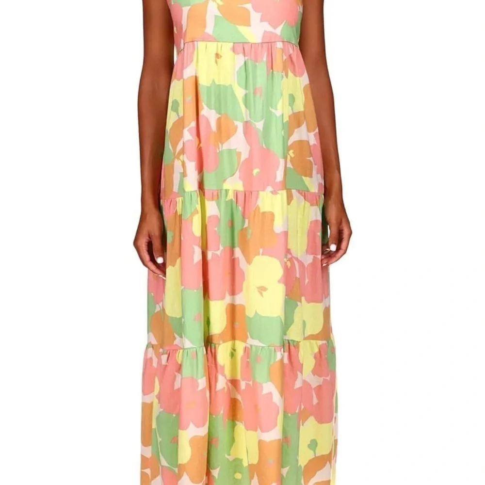 Sanctuary Orange and Pink Spaghetti Strap Midi Sundress
